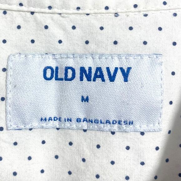 Old Navy White with black polka dots short sleeve button front shirt Men's Med - Picture 3 of 3